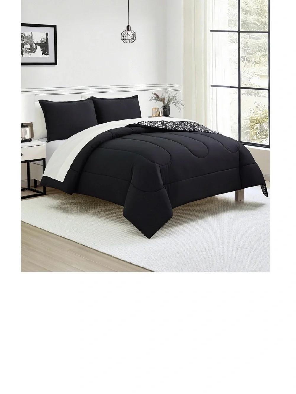 FAIRFIELD: Choose Full/Queen or King Classic Black & White Damask Comforter Set
